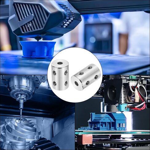 MECCANIXITY Rigid Screw Coupling 4mm to 4mm Shaft Coupler Connector L22mm x D14mm Steel Joint Connector Set for 3D Printers DIY Encoder with 20 Screws, Silver, 5Pack in Saudi Arabia