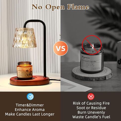 Candle Warmer Lamp Burner for Soy Jar Candles with Timer &Dimmer, Wax Candle Melts Warmer Light for Home Room Decor, Modern Candle Heater with Glass Lampshade for Scented Wax (Golden) in Kuwait
