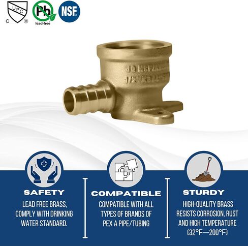 1 قطعة xFitting 1/2 "PEX X 3/4" الكوع الإناث مع الأذن إسقاط ، نحاس in Saudi Arabia