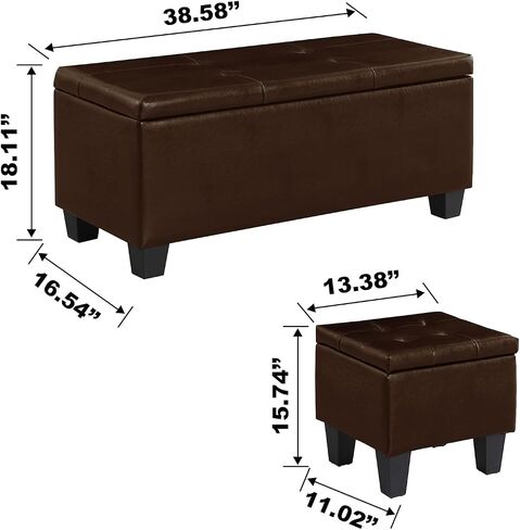 Storage Ottoman Bench with 2.56-inch Thick Seat, 31.5 inch Nesting Ottoman Set of 2, Hinged Flip Top Bench with Storage for Living Room, Bedroom, Light Grey in Saudi Arabia