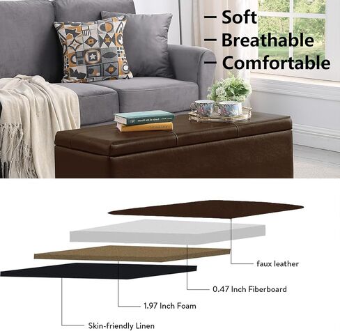 Storage Ottoman Bench with 2.56-inch Thick Seat, 31.5 inch Nesting Ottoman Set of 2, Hinged Flip Top Bench with Storage for Living Room, Bedroom, Light Grey in Saudi Arabia