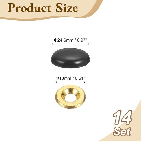 UXCELL 14 PCS 16.8 مم قبعات زخرفية تغطية الأظافر ، وسبائك الزنك أغطية أغطية أغطية مرآة التثبيت للمرايا ، وطاولات القهوة ، والأثاث الخشبي أو الزجاجي ، أبيض in Kuwait