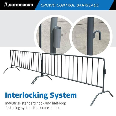 Sandbaggy Metal 8.5 ft Crowd Control Barricades - Interlocking Barriers - Removable Bridge Feet - Portable Temporary Fence, Rust Resistant Steel (4, 8.5 ft x 40 in (W x H)) in Kuwait