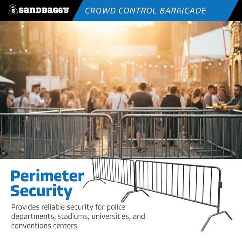 Sandbaggy Metal 8.5 ft Crowd Control Barricades - Interlocking Barriers - Removable Bridge Feet - Portable Temporary Fence, Rust Resistant Steel (4, 8.5 ft x 40 in (W x H)) in Kuwait