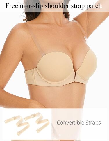 حمالة صدرية عارية للنساء من YBCG مع أشرطة خلفية واضحة تراجع قابلة للتحويل مسببة لأعلى إضافة كوب من حمالات الصدر المنخفضة للنساء للنساء in Kuwait