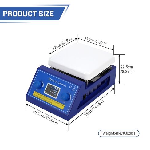 300°C/572°F Digital Hotplate Magnetic Stirrer, 6.69 Inch Hotplate Ceramic Coated Work Plate, 200-2000rpm, Led Panel, Temperature Control & Speed Adjust, 5L Lab Stirrers Hotplate in Kuwait