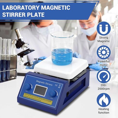 300°C/572°F Digital Hotplate Magnetic Stirrer, 6.69 Inch Hotplate Ceramic Coated Work Plate, 200-2000rpm, Led Panel, Temperature Control & Speed Adjust, 5L Lab Stirrers Hotplate in Kuwait