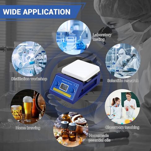 300°C/572°F Digital Hotplate Magnetic Stirrer, 6.69 Inch Hotplate Ceramic Coated Work Plate, 200-2000rpm, Led Panel, Temperature Control & Speed Adjust, 5L Lab Stirrers Hotplate in Kuwait
