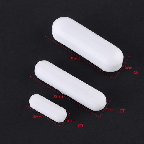 قضبان ضجة مغناطيسية 5pcs PTFE ، قضبان التحريك المختبرية من النوع C مقاومة درجات الحرارة العالية (250 ℃) مع درجة حرارة منخفضة -196 ℃ ، 7 × 30 مم 9 × 30 مم لخلاط المختبر ، لوحة محرك مغناطيسي in Kuwait