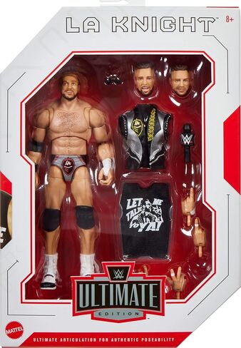 Mattel WWE Ultimate Edition Action Figure & Accessories, 6-inch LA Knight Collectible Set, Swappable Heads & Hands, 30 Articulation Points in Saudi Arabia