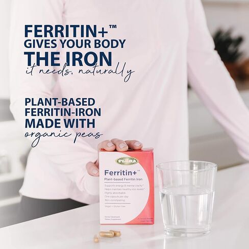 Flora Ferritin+ Delayed-Release Iron Supplement - Plant-Based Iron Supplement - Blood Cell & Energy Support - Vegan & Gluten-Free - Amber Glass Bottle - 30 Vegan Capsules in Saudi Arabia