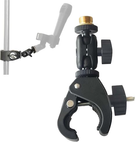 Microphone Crab Clip Mount with Double Ball Head Adjustment 1/4" to 5/8" Thread, Compatible with Most Microphones, Studio Recording, Podcasting, and Live Streaming - Durable and Flexible Design in Saudi Arabia