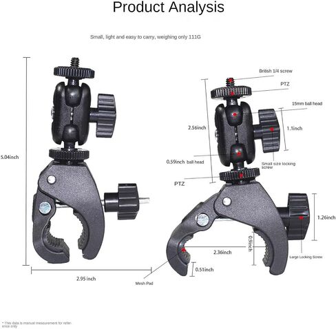 Microphone Crab Clip Mount with Double Ball Head Adjustment 1/4" to 5/8" Thread, Compatible with Most Microphones, Studio Recording, Podcasting, and Live Streaming - Durable and Flexible Design in Saudi Arabia