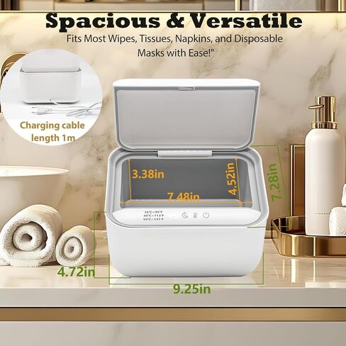 Baby Wipe Warmer with 3 Modes Temperature Control, Large Capacity Diaper Water Wipes Warmer with Light for Wipe, Towel, Wet Tissue Wipe Dispenser Holder Warmer Keep Moist for Babies in Saudi Arabia