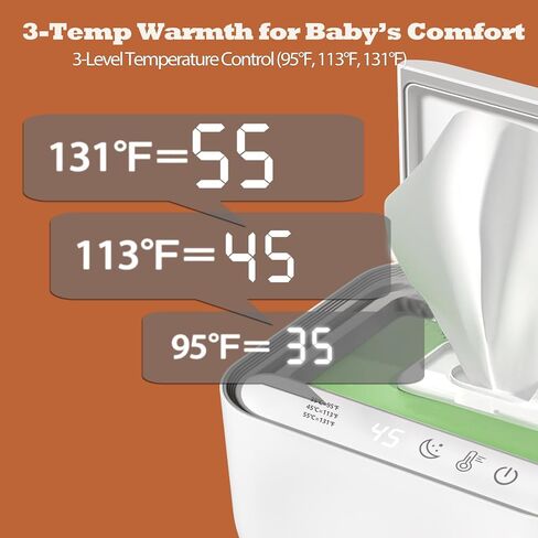 Baby Wipe Warmer with 3 Modes Temperature Control, Large Capacity Diaper Water Wipes Warmer with Light for Wipe, Towel, Wet Tissue Wipe Dispenser Holder Warmer Keep Moist for Babies in Saudi Arabia