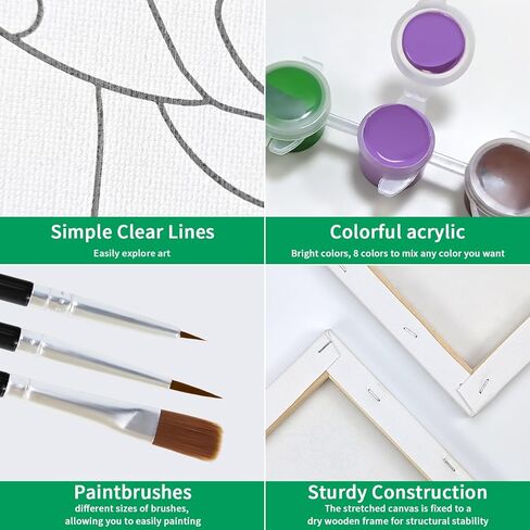 فوتشيتش 2 حزمة SIP and Paint Kit ، قماش مسبق للطلاء للبالغين ، ألعاب LIGHT LIGHT STARY SKY HEART ، مجموعة فن الطبقات القماشية ، PAINTS BARDES Valentine (8x10) in Kuwait