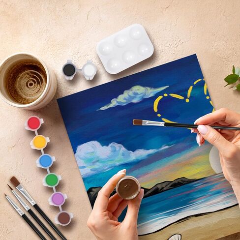 فوتشيتش 2 حزمة SIP and Paint Kit ، قماش مسبق للطلاء للبالغين ، ألعاب LIGHT LIGHT STARY SKY HEART ، مجموعة فن الطبقات القماشية ، PAINTS BARDES Valentine (8x10) in Kuwait