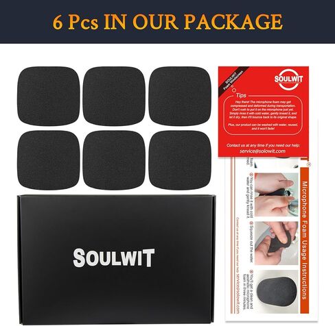SOULWIT 6Pcs Microphones Pop Filter for Shure SM57 SM-57, SM57 Pro, Protective Mic Cover Windscreen Foam - Black in Kuwait