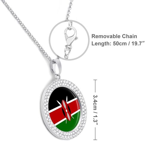 Kenyan Flag Diamond Necklace for Women Alloy Pendants Necklace Dainty Jewelry Gift in Kuwait