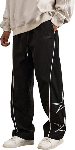 FEAPHY Men's Sweatpants Y2k Baggy Track Pants Drawstring Casual Parachute Pants Trousers Streetwear in Kuwait