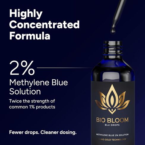 Methylene Blue 2% Drops – Double Strength 100ml (3.4 fl oz) USA Pharmaceutical Grade USP, Nano Gold Enhanced, 3rd party Lab-Tested, High Potency Liquid in Saudi Arabia