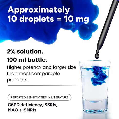 Methylene Blue 2% Drops – Double Strength 100ml (3.4 fl oz) USA Pharmaceutical Grade USP, Nano Gold Enhanced, 3rd party Lab-Tested, High Potency Liquid in Saudi Arabia