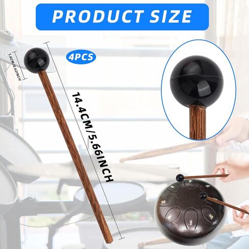 4PCS Great Tongue Drum Mallets/Wooden Rubber Percussion Mallet, Rubber Xylophone Mallet Percussion, Glockenspiel Sticks for Bell Stick, Tongue Drum Mallets, Percussion Xylophone Mallets Sticks in Kuwait