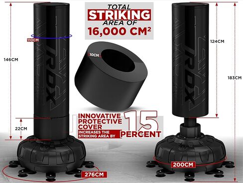 RDX XXL 330LBS Freestanding Punching Bag with Cover & Gloves – 72" Adult Heavy Pedestal Punch Bag Set - 17 Suction Cup 8 Extended Legs Stand Base - Kick Boxing MMA Muay Thai Home Gym Fitness Training in Saudi Arabia