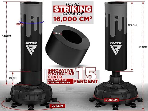 RDX XXL 330LBS FRIESTANDING BAG مع غطاء وقفازات - 72 "مجموعة أكياس ثقيلة للبالغين - 17 كوب شفط 8 أرجل ممتدة قاعدة - ركلة الملاكمة MMA Muay Thai Home Gym Fitness in Saudi Arabia