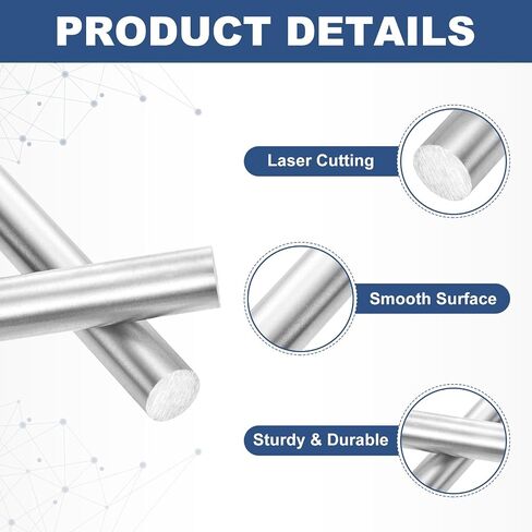 Uxcell 2pcs قضبان فولاذية مستديرة ، 15 ملم × 100 مم من الصلب عالي السرعة (HSS) قضيب الصلب من الألومنيوم لآلة حفر الترس الممل in Saudi Arabia