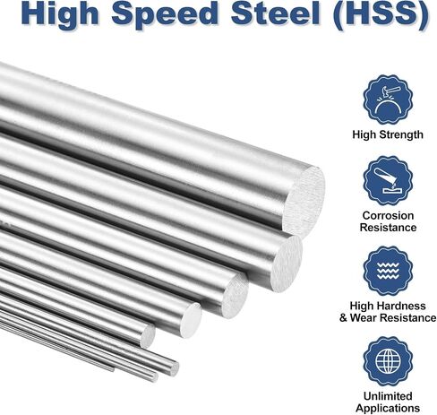 Uxcell 2pcs قضبان فولاذية مستديرة ، 15 ملم × 100 مم من الصلب عالي السرعة (HSS) قضيب الصلب من الألومنيوم لآلة حفر الترس الممل in Saudi Arabia