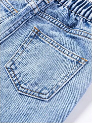 Verdusa Toddler Girl's Rhinestone Sparkly Wide Leg Jeans Streetwear Denim Pants with Pockets in Saudi Arabia