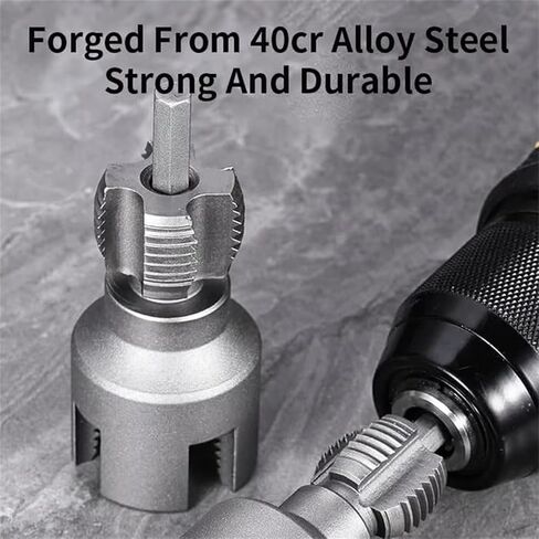 Integrated Internal & External Pipe Threading Tool, Electric Drill Compatible 2-in-1 PVC Pipe Threader Kit for 1/2" & 3/4" Pipes in Kuwait