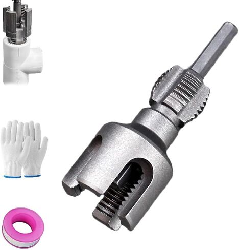 Integrated Internal & External Pipe Threading Tool, Electric Drill Compatible 2-in-1 PVC Pipe Threader Kit for 1/2" & 3/4" Pipes in Kuwait