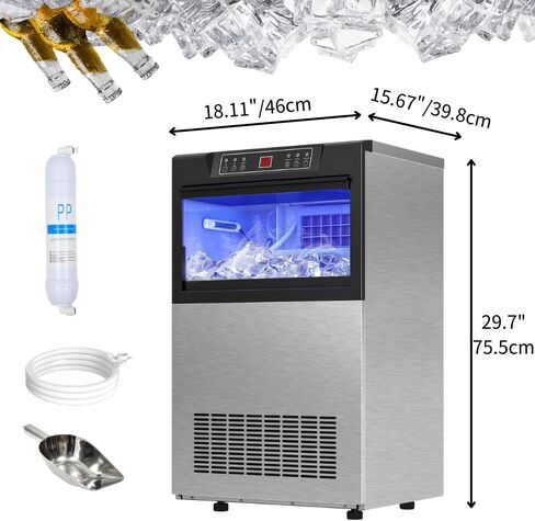YITAHOME 100lbs Ice Maker Machine Commercial Under Counter Ice Maker, ETL & DOE Certificated Commercial Large Ice Makers Freestanding for Home Cafe Bar Restaurant 45pcs with 33lbs Storage Bin in Saudi Arabia