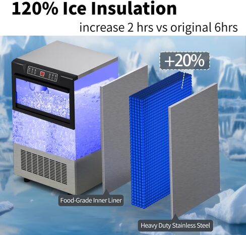 YITAHOME 100lbs Ice Maker Machine Commercial Under Counter Ice Maker, ETL & DOE Certificated Commercial Large Ice Makers Freestanding for Home Cafe Bar Restaurant 45pcs with 33lbs Storage Bin in Saudi Arabia