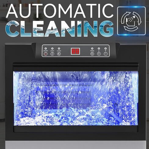 YITAHOME 100lbs Ice Maker Machine Commercial Under Counter Ice Maker, ETL & DOE Certificated Commercial Large Ice Makers Freestanding for Home Cafe Bar Restaurant 45pcs with 33lbs Storage Bin in Saudi Arabia