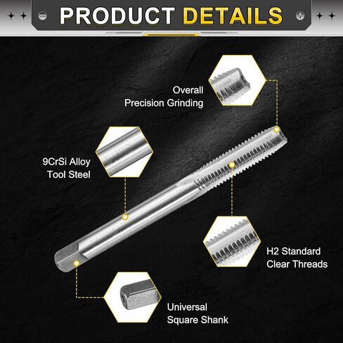uxcell Hand Plug Tap M7 x 1 H2 Metric Thread Plug Style Taps Straight Flute Screw Tapping Threading Tool 9CrSi Alloy Tool Steel in Saudi Arabia