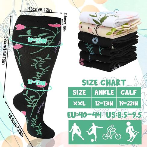 Jspupifip 6 Pairs Plus Size Compression Socks for Women Wide Calf Extra Large Knee High Support for Travel Yoga Running Circulation in Saudi Arabia