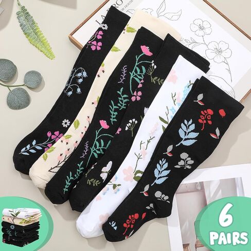 Jspupifip 6 Pairs Plus Size Compression Socks for Women Wide Calf Extra Large Knee High Support for Travel Yoga Running Circulation in Saudi Arabia