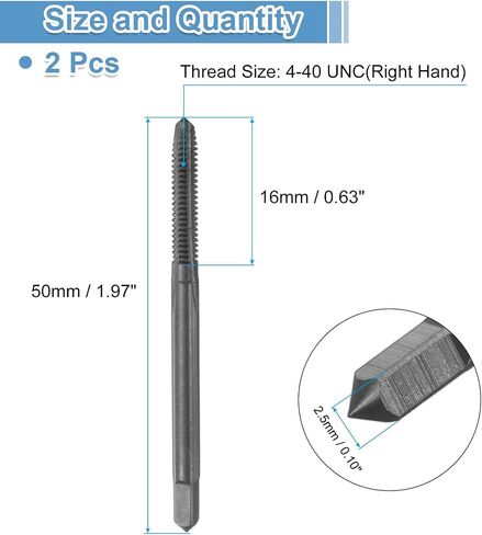 UXCELL 2PCS مستقيمة الفلوت المسمار صنابير 2-56 UNC 2B الخيط HSS6542 أسود النيتريد المغلفة المغلفة in Saudi Arabia