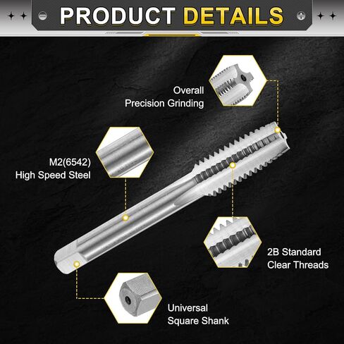 uxcell Hand Taper Tap 3/8-24 UNF 2B Thread Taper Style Taps Straight Flute Screw Tapping Threading Tool High Speed Steel HSS6542 in Saudi Arabia