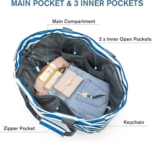 Beach Bag-Tote Bags for Women Waterproof Sandproof Beachs totes with zipper for Family Vacation Essential in Kuwait