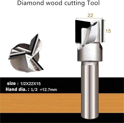 Diamond Woodworking Shank Cleaning Bottom Router bits for Wood T Slot Type end milling Drilling Engraving Cutter(12.7x25x15) in Kuwait