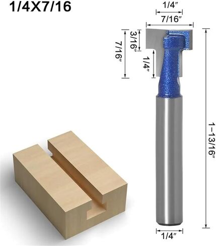 6 مم 1/4inch شانك T-slot Cutter Bit Bit Bit Bit Bits Hex Bolt T Clotting Milling Cutter لأداة النجارة الخشبية (6.35x15.9) in Kuwait