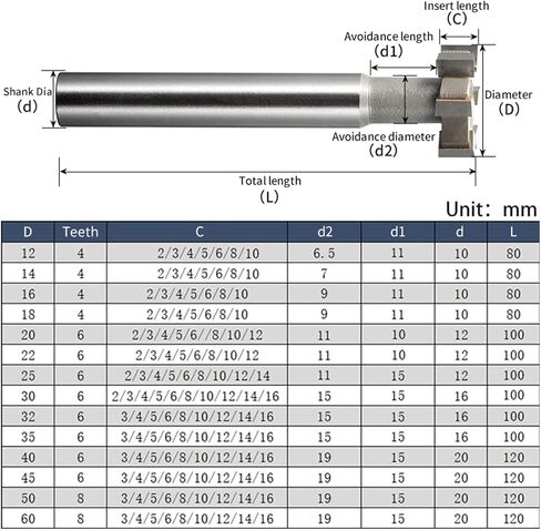 Carbide T Slot Slot Milling Cutter Tungsten Tungsten End Mill Cutter Router بتات للمعادن القطر القطر 12-60 مم (8 مم ، 25D 12D 100L 6T) in Saudi Arabia