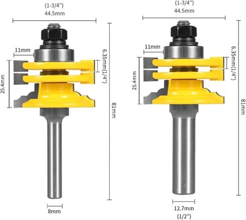 1PC DOOR DOOR RAIN & Stile BETABLE BET BET BET WOODWORKING MLINGING CUTTER LIGH WOOD BET FACE MILL MILL (12 × 44.5x12.7) in Saudi Arabia