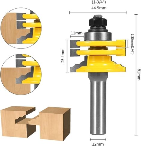 1PC DOOR DOOR RAIN & Stile BETABLE BET BET BET WOODWORKING MLINGING CUTTER LIGH WOOD BET FACE MILL MILL (12 × 44.5x12.7) in Saudi Arabia