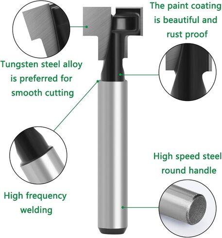 6mm 1/4 شانك ثقب المفتاح الأسود بت جهاز التوجيه قاطع القطع بتات الخشب لقطات طحن للأدوات الخشبية مطحنة الطاحونة C06 (6.35 مم ، مجموعة 2PCS) in Saudi Arabia