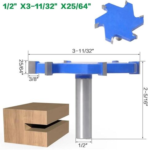 1pc 1/2 "Shank 12mm Shank 6 Edge T Type Cutting Cutter Woodwork Tool Bits for Wood Grade Grade Milling Cutter (12Shankx65mmx8mm) in Saudi Arabia
